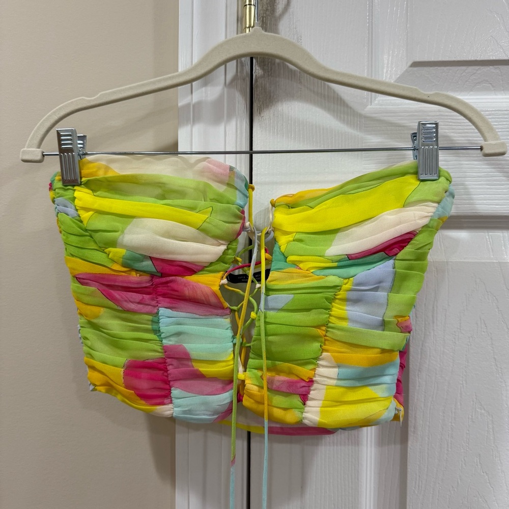 Zara Multicolor Strapless Top